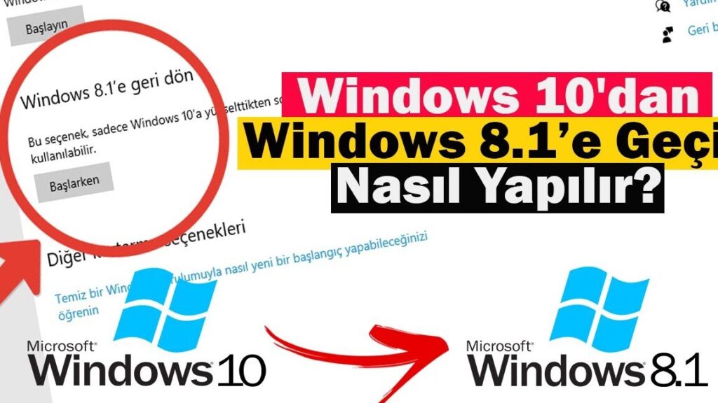 windows 10u 8 1e cevirme geri donus rehberi