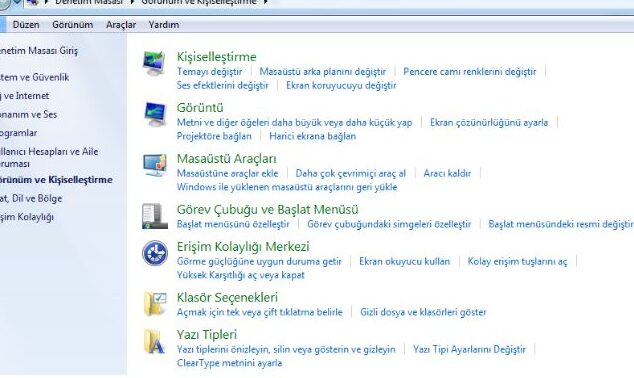 windows 7 de ekran koruyucu ayarlari kisisellestirme ve guvenlik