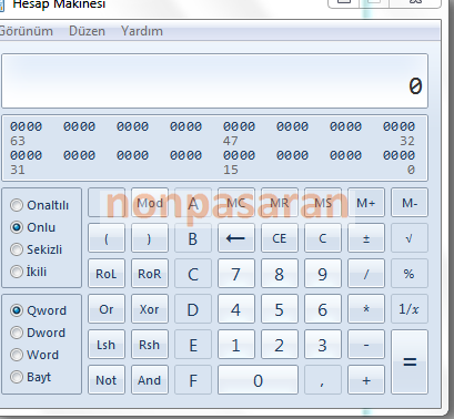 windows 7 hesap makinesiyle ilgili tum puf noktalari