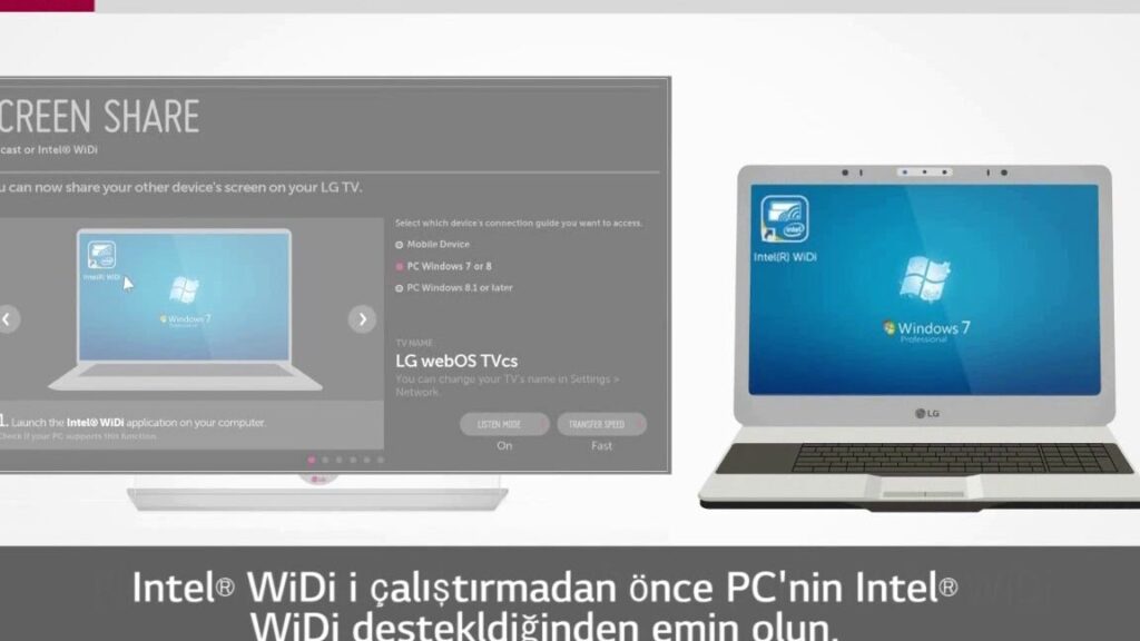 windows 7 tv ye goruntu aktarma kablosuz buyuk ekranda izleyin