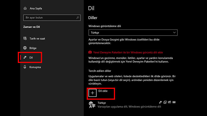 windows sistem dili degistirme turkce ingilizce ve digerleri