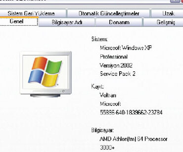 windows xp sistem ozelliklerini tek tikla ogrenin