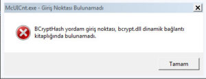 McUICnt.exe giris noktasi bulunamadi BCryptHash yordam giris hatasi bcrypt