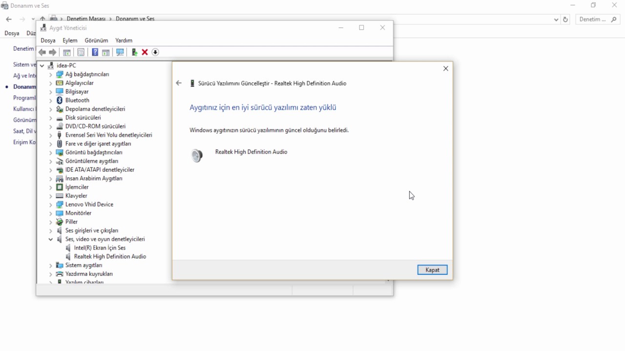 Windows 10 Ses Tuşu Çalışmıyor mu? Donanım ve Sürücü Kontrolü 6 10 hq720