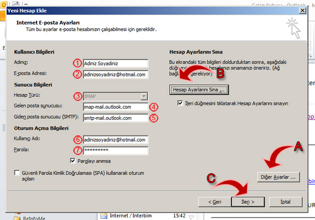 microsoft outlook hotmail windows live imap eposta kurulumu 05