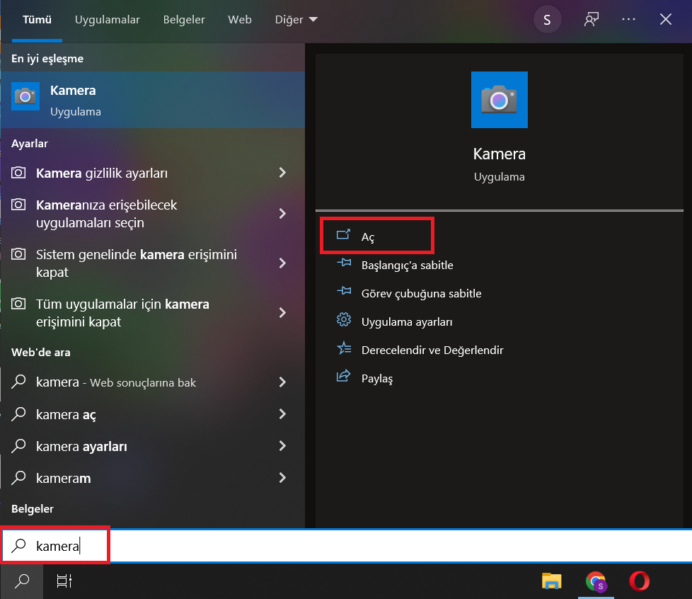 bilgisayarda kamera nasil acilir