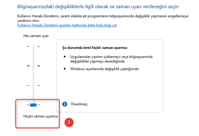 Windows 8 Kullanıcı Hesabı Denetimi Kapatma - Kolay Erişim! 5 uac3